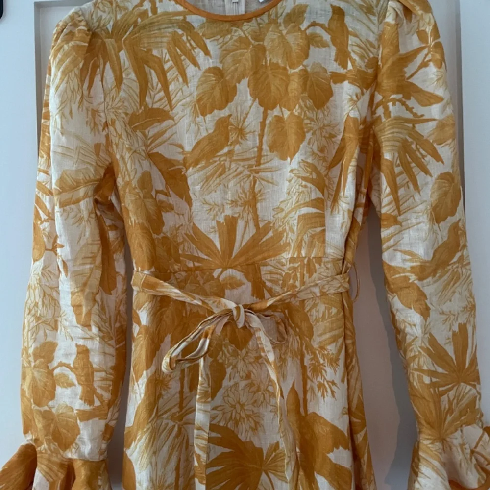 Zimmermann Linen Midi Dress (Mae Belted Ruffled - Yellow/Ivory/White) - Picture 10 of 10